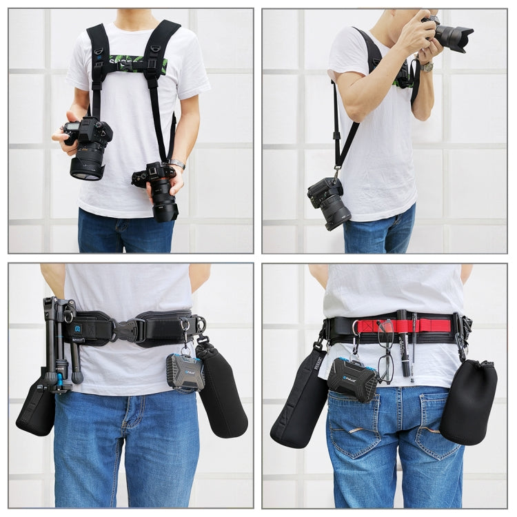 PULUZ 2 in 1 Multi-functional Bundle Waistband Strap + Double Shoulders Strap Kits with Hook for SLR / DSLR Cameras PULUZ 2 in 1 Multi-functional Bundle Waistband Strap + Double Shoulders Strap Kits with Hook for SLR / DSLR Cameras