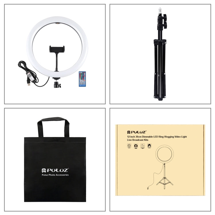 PULUZ 11.8 inch 30cm RGBW Light + 1.1m Tripod Mount Curved Surface Dimmable LED Dual Color Temperature LED Ring Selfie Vlogging Video Light  Live Broadcast Kits with Cold Shoe Tripod Ball Head & Phone Clamp & Remote Control PULUZ 11.8 inch 30cm RGBW Light + 1.1m Tripod Mount Curved Surface Dimmable LED Dual Color Temperature LED Ring Selfie Vlogging Video Light  Live Broadcast Kits with Cold Shoe Tripod Ball Head & Phone Clamp & Remote Control