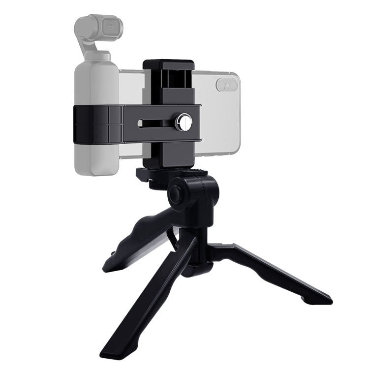 PULUZ Smartphone-Befestigungsklemme, 1/4 Zoll Halterung + Griff, klappbarer Stativmontagesatz für DJI OSMO Pocket/Pocket 2, Klemme + Stativ