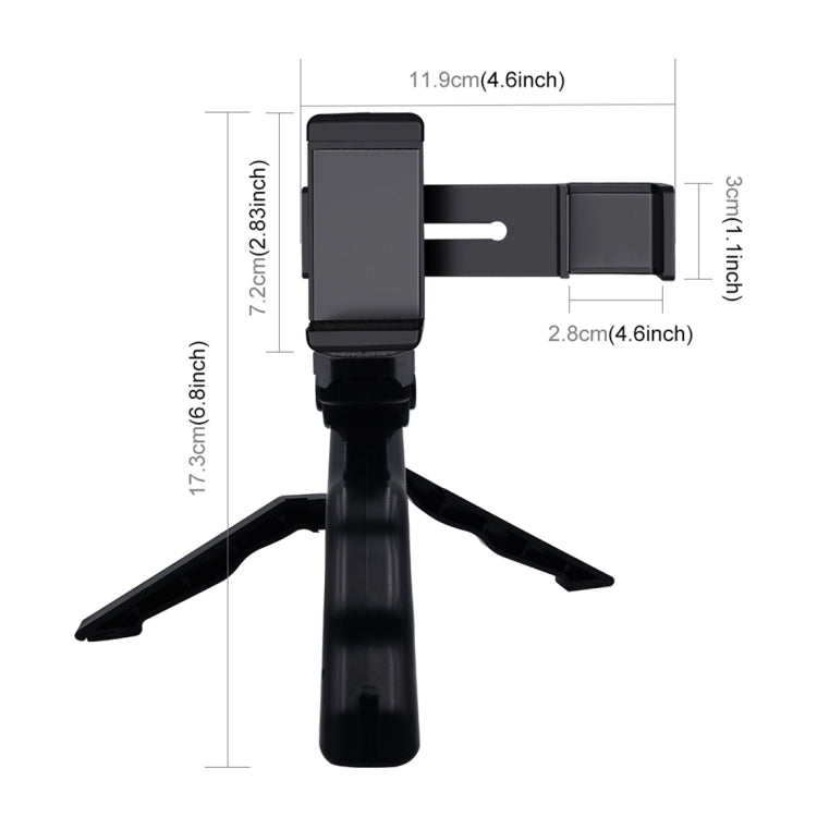 PULUZ Smartphone-Befestigungsklemme, 1/4 Zoll Halterung + Griff, klappbarer Stativmontagesatz für DJI OSMO Pocket/Pocket 2, Klemme + Stativ PULUZ Smartphone-Befestigungsklemme, 1/4 Zoll Halterung + Griff, klappbarer Stativmontagesatz für DJI OSMO Pocket/Pocket 2, Klemme + Stativ