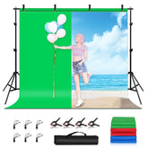 PULUZ 2.9x2m Photo Studio Background Support Stand Backdrop Crossbar Bracket Kit with Red / Blue / Green Backdrops
