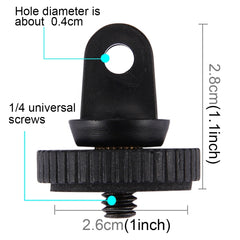 PULUZ 1/4 inch Screw Tripod Mount Adapter for GoPro, Insta360, DJI and Other Action Cameras 5mm Diameter Screw Hole, 3.3cm Diameter