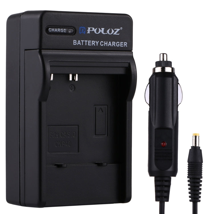 Cargador de batería para cámara digital PULUZ para automóvil CASIO CNP40, cargador para automóvil CNP40