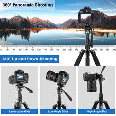 PULUZ 1.6m Reverse-Folding Professional Video Tripod with Fluid Drag Head