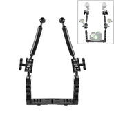 PULUZ Dual Handle Aluminium Tray Stabilizer with 2 x Dual Ball Aluminum Alloy Clamp & 2 x 7 inch Floating Arm for Underwater Camera Housings, 2 x Dual Ball(Black)