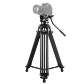 PULUZ Professional Heavy Duty Video Camcorder Aluminum Alloy Tripod with Fluid Drag Head for DSLR / SLR Camera, Adjustable Height: 80-160cm