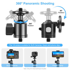 PULUZ 1/4 inch Outer Screw Metal Tripod Ball Head Adapter with Knob Lock