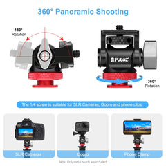 PULUZ Mini 180 Degree Swing Tripod Ball Head Cold Shoe Mount Adapter