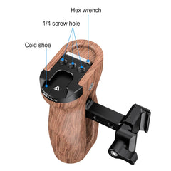 PULUZ Universal Slide Quick Release Seitlicher Holzgriff mit Cold Shoe Mount für Kamerakäfig-Stabilisator, Quick Release Seitlicher Holzgriff