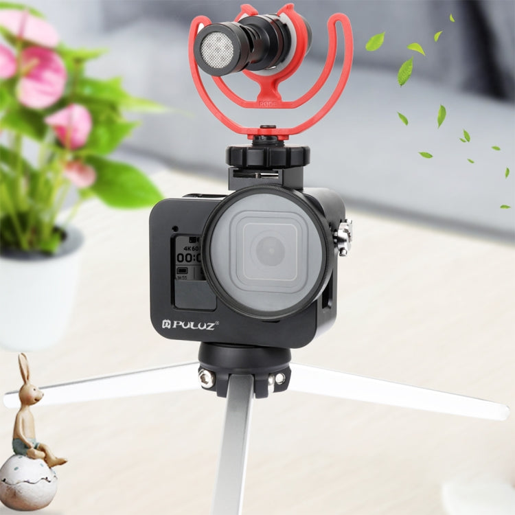 PULUZ Housing Shell CNC Aluminum Alloy Protective Cage with Insurance Frame & 52mm UV Lens for GoPro HERO8 Black, For HERO8 Black with Frame PULUZ Housing Shell CNC Aluminum Alloy Protective Cage with Insurance Frame & 52mm UV Lens for GoPro HERO8 Black, For HERO8 Black with Frame