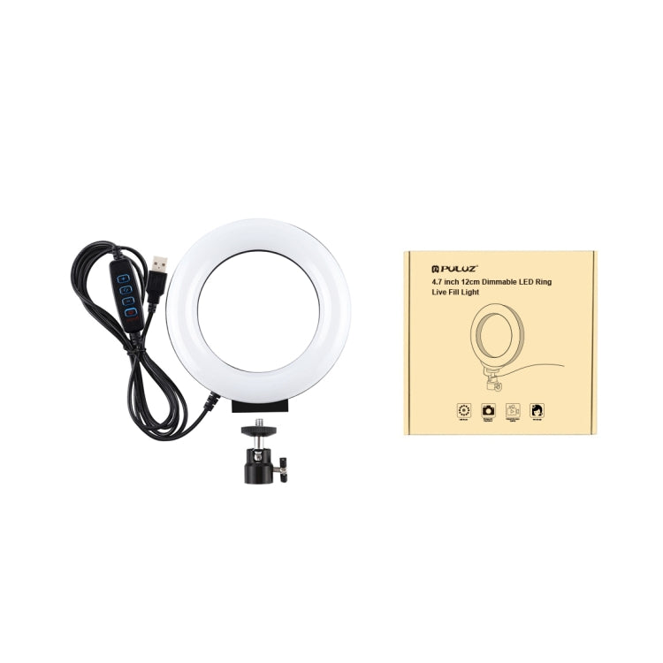 PULUZ 4.7 inch 12cm USB 3 Modes Dimmable LED Ring Selfie Beauty Vlogging Photography Video Lights with Tripod Ball Head PULUZ 4.7 inch 12cm USB 3 Modes Dimmable LED Ring Selfie Beauty Vlogging Photography Video Lights with Tripod Ball Head