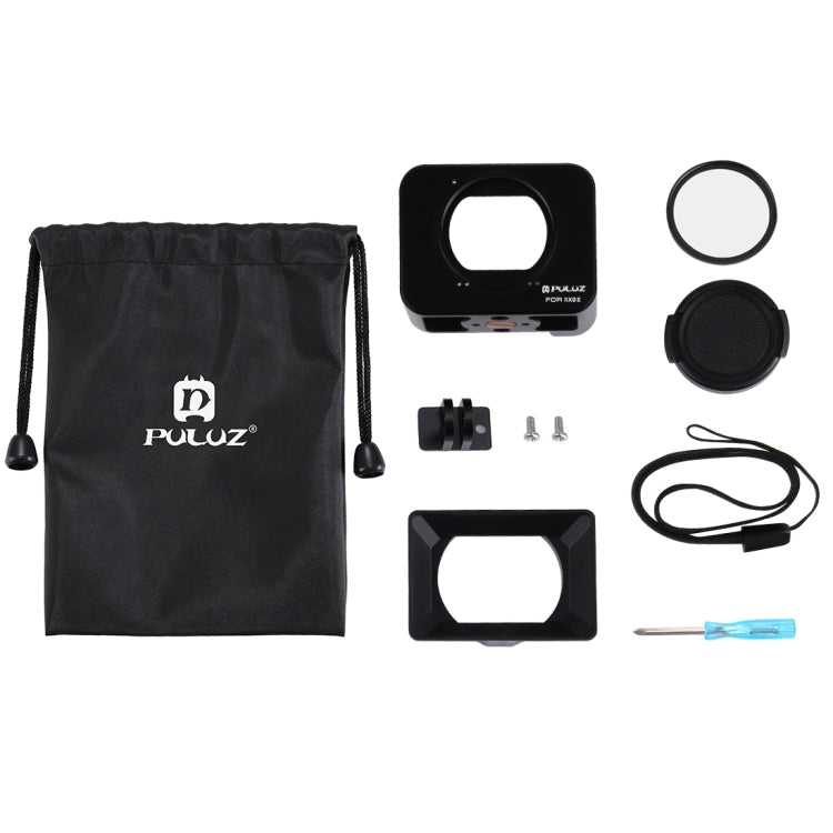 PULUZ Aluminum Alloy Protective Cage + 37mm UV Filter Lens + Lens Sunshade with Screws and Screwdrivers for Sony RX0 / RX0 II, For Sony RX0 II PULUZ Aluminum Alloy Protective Cage + 37mm UV Filter Lens + Lens Sunshade with Screws and Screwdrivers for Sony RX0 / RX0 II, For Sony RX0 II