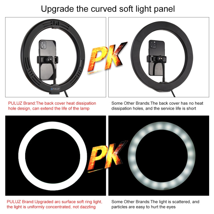 PULUZ 10.2 inch 26cm USB RGBW Dimmable LED Ring Vlogging Photography Video Lights with Tripod Ball Head & Remote Control & Phone Clamp, 10.2 inch RGBW / Remote PULUZ 10.2 inch 26cm USB RGBW Dimmable LED Ring Vlogging Photography Video Lights with Tripod Ball Head & Remote Control & Phone Clamp, 10.2 inch RGBW / Remote