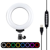 PULUZ 4.7 inch 12cm Curved Surface USB 10 Modes 8 Colors RGBW Dimmable LED Ring Vlogging Photography Video Lights with Tripod Ball Head