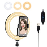 PULUZ 7.9 inch 20cm USB 3 Modes Dimmable Dual Color Temperature LED Curved Light Ring Vlogging Selfie Photography Video Lights with Phone Clamp