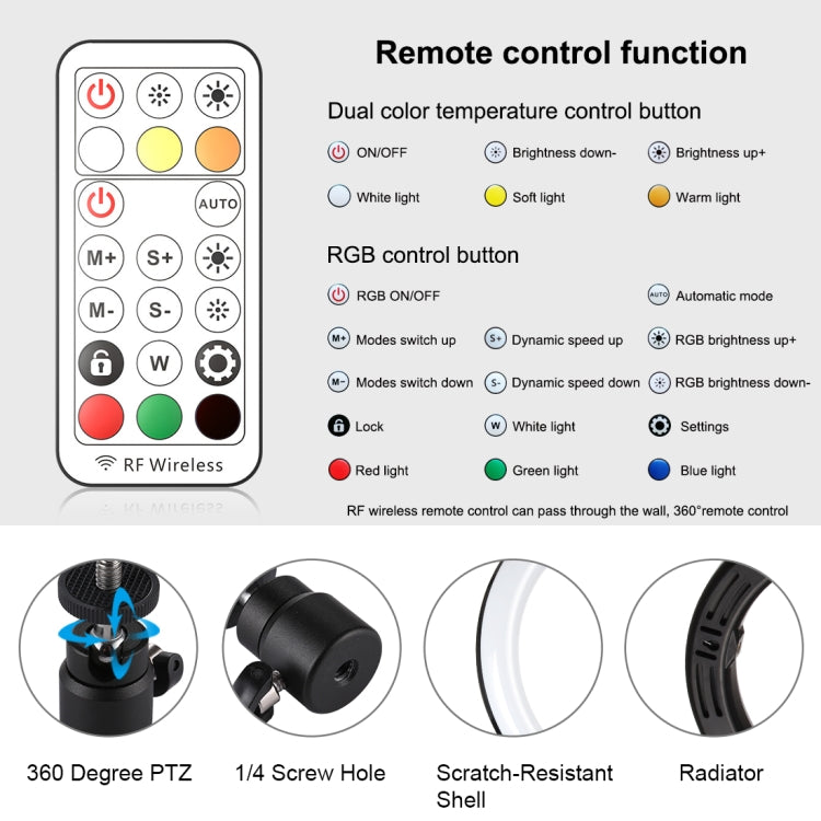 PULUZ 10.2 inch 26cm Curved Surface 168 LED Marquee LED RGBWW Dual-color Temperature Dimmable Ring Vlogging Photography Video Lights with Cold Shoe Tripod Ball Head & Remote Control & Phone Clamp PULUZ 10.2 inch 26cm Curved Surface 168 LED Marquee LED RGBWW Dual-color Temperature Dimmable Ring Vlogging Photography Video Lights with Cold Shoe Tripod Ball Head & Remote Control & Phone Clamp