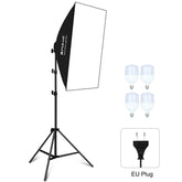 PULUZ 50x70cm Studio Softbox + 2m Tripod Mount + 4 x E27 20W 5700K White Light LED Light Bulb Photography Lighting Kit