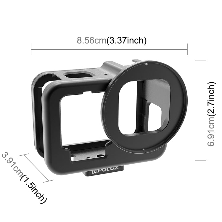 For GoPro HERO13 Black /12 Black /11 Black /10 Black /9 Black PULUZ Thin Housing Shell CNC Aluminum Alloy Protective Cage with Insurance Frame & 52mm UV Lens For GoPro HERO13 Black /12 Black /11 Black /10 Black /9 Black PULUZ Thin Housing Shell CNC Aluminum Alloy Protective Cage with Insurance Frame & 52mm UV Lens