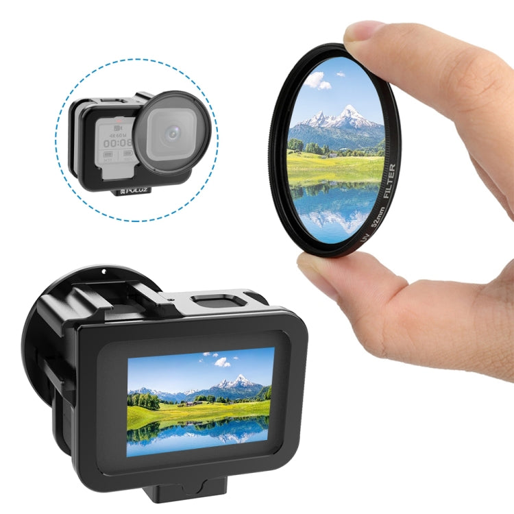 For GoPro HERO13 Black /12 Black /11 Black /10 Black /9 Black PULUZ Thin Housing Shell CNC Aluminum Alloy Protective Cage with Insurance Frame & 52mm UV Lens For GoPro HERO13 Black /12 Black /11 Black /10 Black /9 Black PULUZ Thin Housing Shell CNC Aluminum Alloy Protective Cage with Insurance Frame & 52mm UV Lens