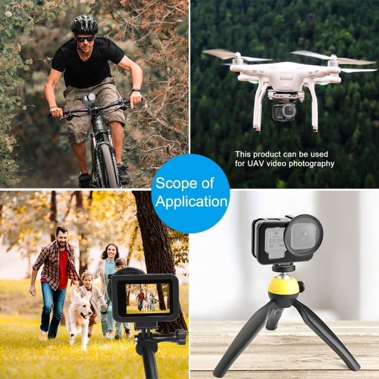 For GoPro HERO13 Black /12 Black /11 Black /10 Black /9 Black PULUZ Thin Housing Shell CNC Aluminum Alloy Protective Cage with Insurance Frame & 52mm UV Lens For GoPro HERO13 Black /12 Black /11 Black /10 Black /9 Black PULUZ Thin Housing Shell CNC Aluminum Alloy Protective Cage with Insurance Frame & 52mm UV Lens