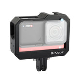 PULUZ Rahmenhalterung aus Aluminiumlegierung, Schutzhüllenkäfig mit Cold Shoe-Basisschlitz und Stativbasisadapter für Insta360 One R, für Insta 360 One R-Rahmenkäfig (B), für Insta 360 One R-Rahmenkäfig (R)