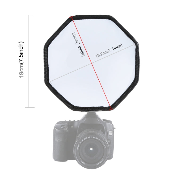 Difusor de luz de flash suave plegable estilo octagonal de 20 cm de PULUZ, caja difusora, octagonal de 20 cm Difusor de luz de flash suave plegable estilo octagonal de 20 cm de PULUZ, caja difusora, octagonal de 20 cm
