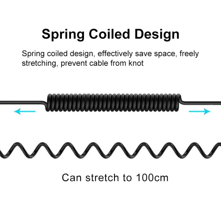 PULUZ 3.5 mm TRRS macho a tipo C / USB-C macho Adaptador de audio para micrófono en vivo Cable en espiral con resorte para Samsung, Huawei y teléfonos inteligentes, cable que se extiende hasta 100 cm, 3.5 mm macho a tipo C PULUZ 3.5 mm TRRS macho a tipo C / USB-C macho Adaptador de audio para micrófono en vivo Cable en espiral con resorte para Samsung, Huawei y teléfonos inteligentes, cable que se extiende hasta 100 cm, 3.5 mm macho a tipo C