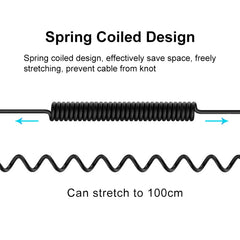 PULUZ 3.5 mm TRRS macho a tipo C / USB-C macho Adaptador de audio para micrófono en vivo Cable en espiral con resorte para Samsung, Huawei y teléfonos inteligentes, cable que se extiende hasta 100 cm, 3.5 mm macho a tipo C