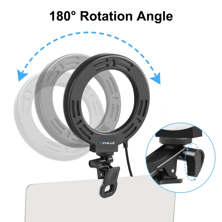 PULUZ 6.2 inch 16cm Ring Selfie Light 3 Modes USB Dimmable Dual Color Temperature LED Curved Vlogging Photography Video Lights with Monitor Clip Holder PULUZ 6.2 inch 16cm Ring Selfie Light 3 Modes USB Dimmable Dual Color Temperature LED Curved Vlogging Photography Video Lights with Monitor Clip Holder