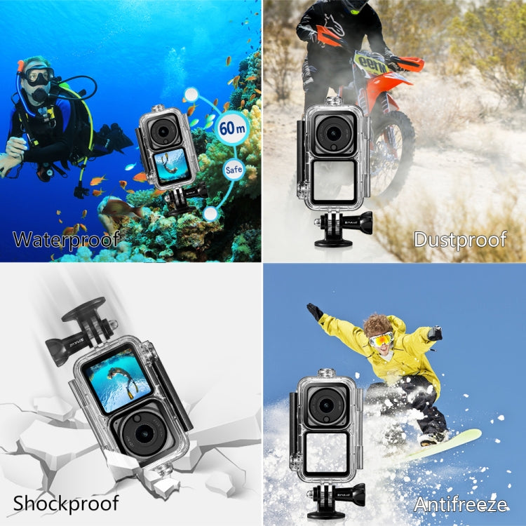 PULUZ 60 m wasserdichtes Gehäuse, Tauchkoffer für DJI Action 2 Kameraeinheit/Action 2 Power Combo/Action 2 Dual-Screen Combo, Tauchkoffer PULUZ 60 m wasserdichtes Gehäuse, Tauchkoffer für DJI Action 2 Kameraeinheit/Action 2 Power Combo/Action 2 Dual-Screen Combo, Tauchkoffer