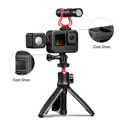 Jaula de montaje en marco PA recargable PULUZ con ranura para base de zapata fría para GoPro HERO13 Black /12 Black /11 Black /11 Black Mini /10 Black /9 Black, montaje en marco PA recargable