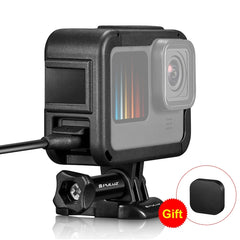 Jaula de montaje en marco PA recargable PULUZ con ranura para base de zapata fría para GoPro HERO13 Black /12 Black /11 Black /11 Black Mini /10 Black /9 Black, montaje en marco PA recargable