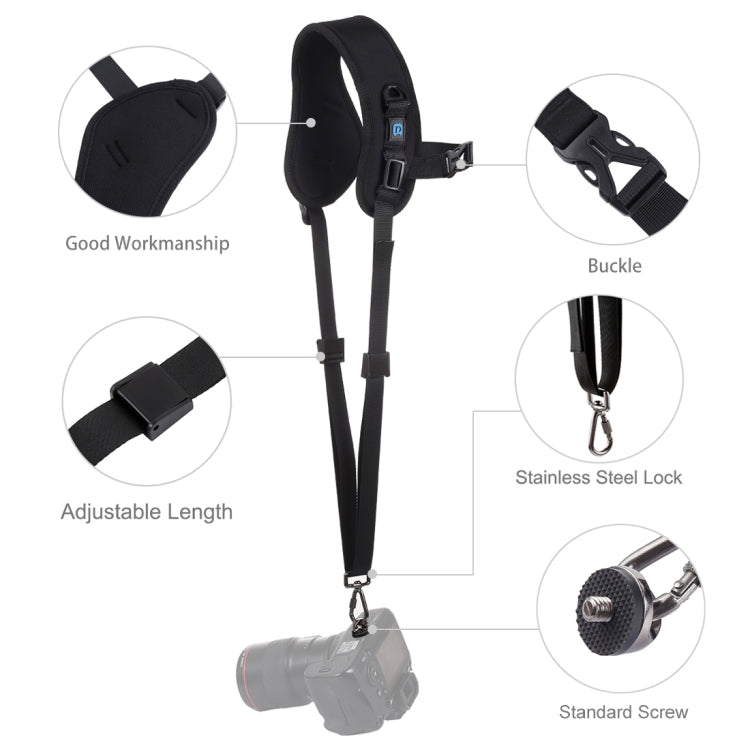 PULUZ Quick Release Anti-Slip Soft Pad Nylon Breathable Curved Camera Strap with Metal Hook for SLR / DSLR Cameras PULUZ Quick Release Anti-Slip Soft Pad Nylon Breathable Curved Camera Strap with Metal Hook for SLR / DSLR Cameras