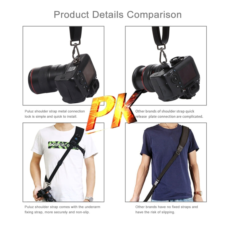 PULUZ Quick Release Anti-Slip Soft Pad Nylon Breathable Curved Camera Strap with Metal Hook for SLR / DSLR Cameras PULUZ Quick Release Anti-Slip Soft Pad Nylon Breathable Curved Camera Strap with Metal Hook for SLR / DSLR Cameras