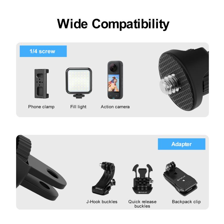 Adaptador de trípode para cámara de acción de ABS ajustable con tornillo de 1/4 de pulgada PULUZ, adaptador de cámara de ABS Adaptador de trípode para cámara de acción de ABS ajustable con tornillo de 1/4 de pulgada PULUZ, adaptador de cámara de ABS