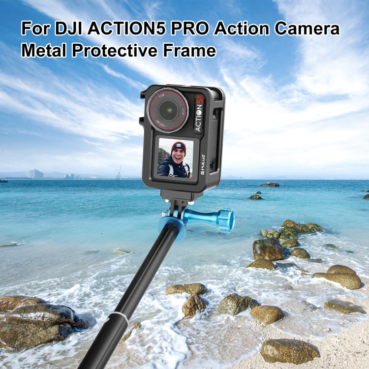 Für DJI Osmo Action 5 Pro PULUZ Metallkäfig-Erweiterungsadapterrahmen mit Kaltschuh, für DJI Osmo Action 5 Pro Metallkäfig Für DJI Osmo Action 5 Pro PULUZ Metallkäfig-Erweiterungsadapterrahmen mit Kaltschuh, für DJI Osmo Action 5 Pro Metallkäfig