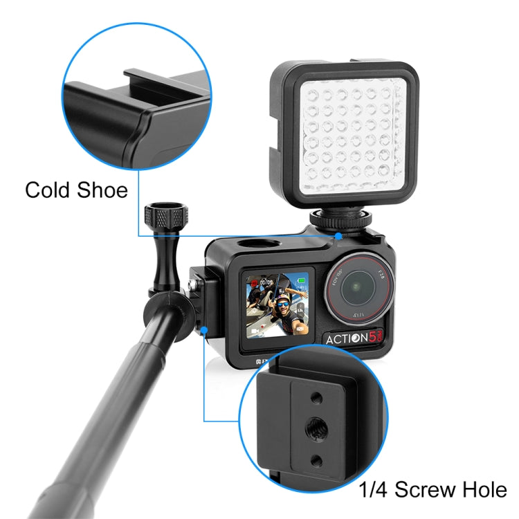 Für DJI Osmo Action 5 Pro PULUZ Metallkäfig-Erweiterungsadapterrahmen mit Kaltschuh, für DJI Osmo Action 5 Pro Metallkäfig Für DJI Osmo Action 5 Pro PULUZ Metallkäfig-Erweiterungsadapterrahmen mit Kaltschuh, für DJI Osmo Action 5 Pro Metallkäfig