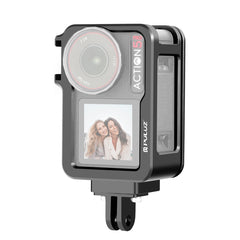 Für DJI Osmo Action 5 Pro PULUZ Metallkäfig-Erweiterungsadapterrahmen mit Kaltschuh, für DJI Osmo Action 5 Pro Metallkäfig