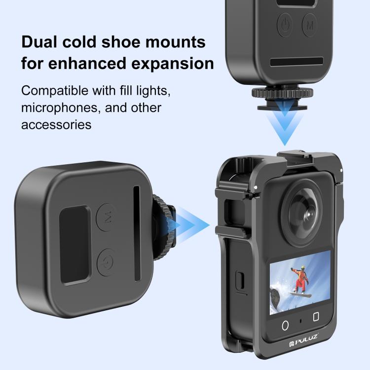 For DJI Osmo 360 PULUZ Aluminum Alloy Protective Cage Expansion Frame with Lens Cover For DJI Osmo 360 PULUZ Aluminum Alloy Protective Cage Expansion Frame with Lens Cover