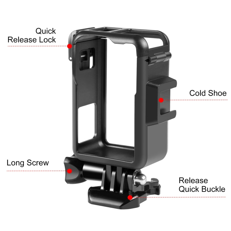 For DJI Osmo Action 4 / 3 PULUZ Vertical Plastic Protective Frame Cage with Cold Shoes For DJI Osmo Action 4 / 3 PULUZ Vertical Plastic Protective Frame Cage with Cold Shoes