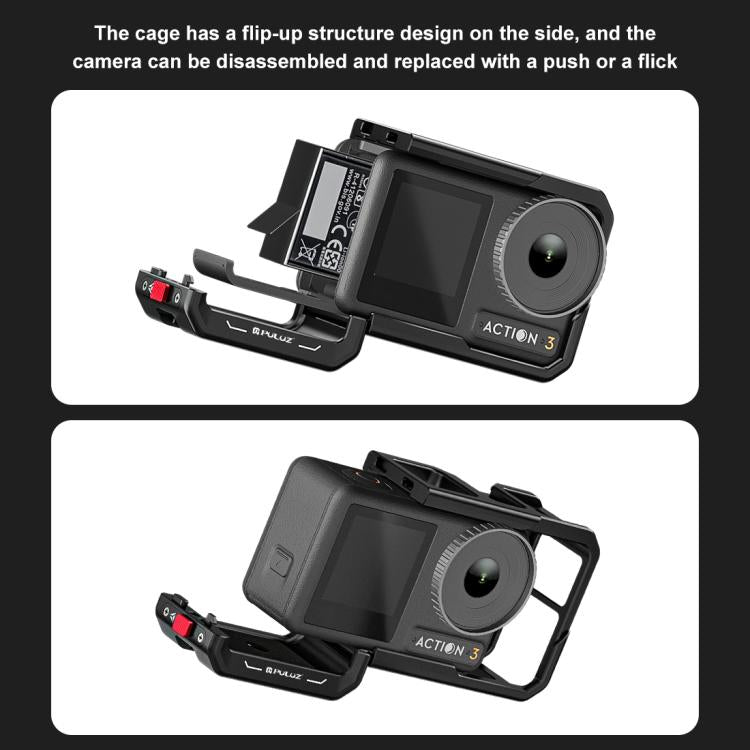 For DJI Osmo Action 5 Pro / 4 / 3 PULUZ All-inclusive Aluminum Alloy Cage Expansion Adapter Frame with Lens Cover For DJI Osmo Action 5 Pro / 4 / 3 PULUZ All-inclusive Aluminum Alloy Cage Expansion Adapter Frame with Lens Cover