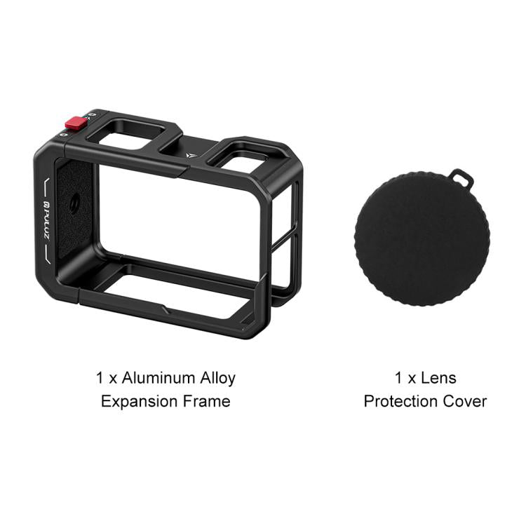 For DJI Osmo Action 5 Pro / 4 / 3 PULUZ All-inclusive Aluminum Alloy Cage Expansion Adapter Frame with Lens Cover For DJI Osmo Action 5 Pro / 4 / 3 PULUZ All-inclusive Aluminum Alloy Cage Expansion Adapter Frame with Lens Cover