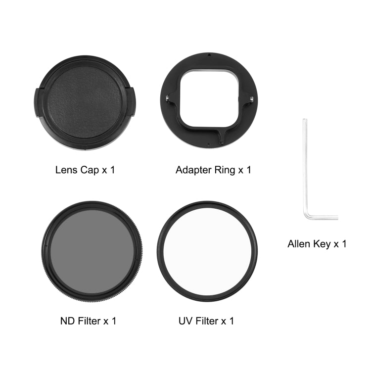 For GoPro HERO12 Black /11 Black /11 Black Mini /10 Black /9 Black PULUZ 52mm UV ND2-400 Filter with Adapter Ring For GoPro HERO12 Black /11 Black /11 Black Mini /10 Black /9 Black PULUZ 52mm UV ND2-400 Filter with Adapter Ring