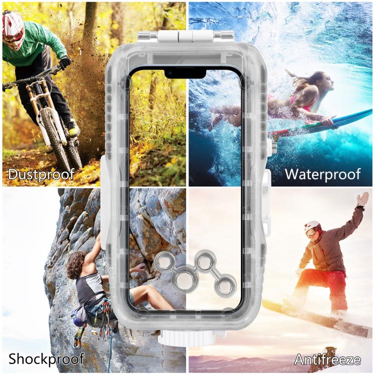 PULUZ 40m/130ft Waterproof Diving Case for iPhone 16 / 15 / 15 Pro / 14 / 14 Pro / 13 / 13 Pro / 12 / 12 Pro, with One-way Valve Photo Video Taking Underwater Housing Cover PULUZ 40m/130ft Waterproof Diving Case for iPhone 16 / 15 / 15 Pro / 14 / 14 Pro / 13 / 13 Pro / 12 / 12 Pro, with One-way Valve Photo Video Taking Underwater Housing Cover
