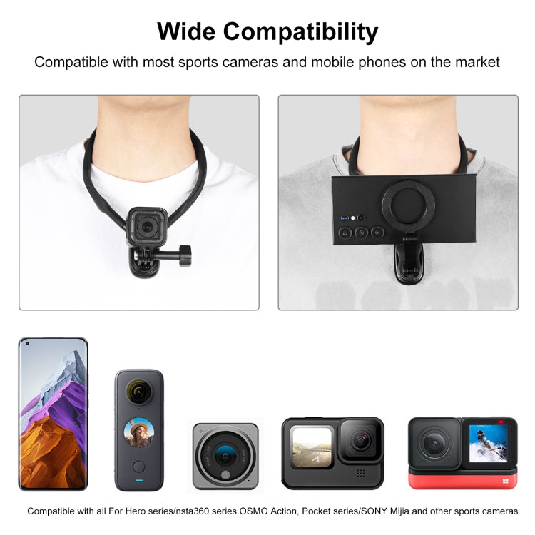 Soporte de collar magnético PULUZ para vista POV con abrazadera para teléfono para cámaras de acción GoPro/teléfonos, soporte de collar magnético Soporte de collar magnético PULUZ para vista POV con abrazadera para teléfono para cámaras de acción GoPro/teléfonos, soporte de collar magnético