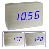 3 in 1 Wooden Clock (Alternately display time, month & date and temperature), White