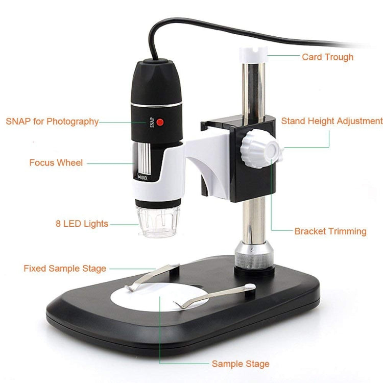 Microscopio digital USB con sensor de imagen de 2,0 MP y lupa DMS-MDS800 de 40X a 800X con 8 LED y soporte profesional, 40X a 800X Microscopio digital USB con sensor de imagen de 2,0 MP y lupa DMS-MDS800 de 40X a 800X con 8 LED y soporte profesional, 40X a 800X