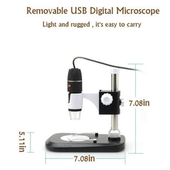 Microscopio digital USB con sensor de imagen de 2,0 MP y lupa DMS-MDS800 de 40X a 800X con 8 LED y soporte profesional, 40X a 800X