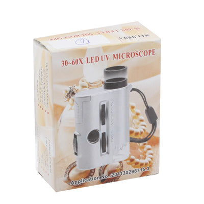 Pocket 30X-60X Microscope with 2-LED Lights / Money Detector Light, 30X-60X Pocket 30X-60X Microscope with 2-LED Lights / Money Detector Light, 30X-60X