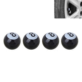 Universal 8mm American Billiards No.8 Ball Style Plastic Car Tire Valve Caps, Pack of 4